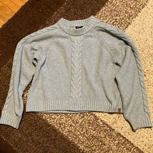 Roots Light Blue Cable crop Knit Sweater